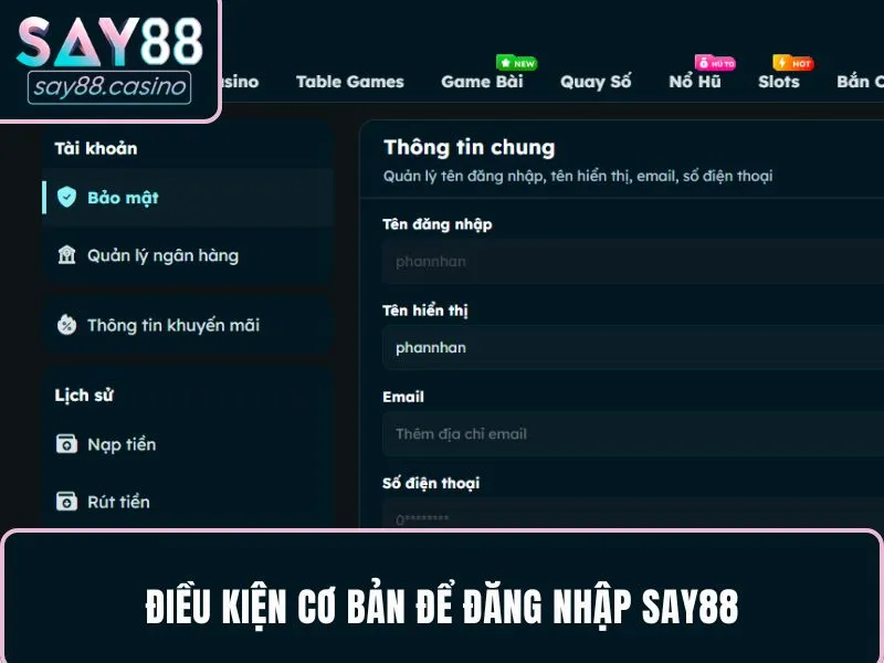 Tài khoản thành viên cần phải hợp lệ trước khi đăng nhập SAY88