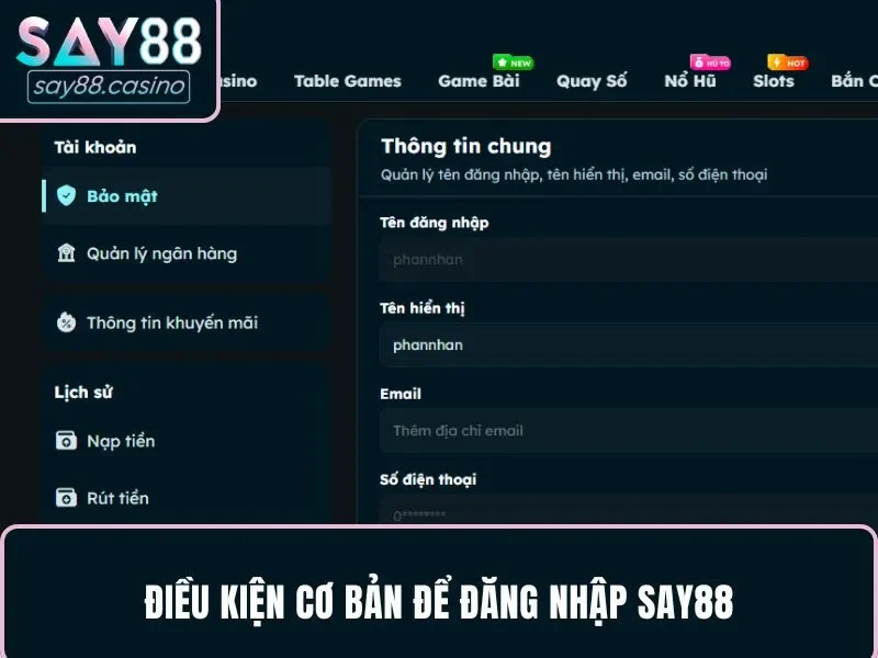 Tài khoản thành viên cần phải hợp lệ trước khi đăng nhập SAY88
